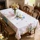 Hexagram Easter Tablecloth Rectangle 60 x 84 Inch, Easter Table Cloth Bunny Eggs Truck Tablecloths for Party Home Dinner Decor