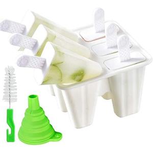 Pack of 2, Popsicle Molds 6 Pieces Silicone Ice Pop Molds Popsicle Models Reusable Easy Release Ice Pop Maker (White)