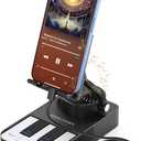 JTEMAN Cell Phone Stand with Bluetooth Speaker and Charging Stand,Piano Keys Design,Music Lovers & Teacher Gifts,Birthday Gifts for Men Women Dad Mom,Cool Tech Gadgets-Black