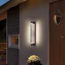 Black Outdoor Wall Sconce, 23.6inch Bubble Crystal Modern Wall Mounted Lights, 3000K-6500K Dimmable Waterproof LED Exterior Lamp Lighting for Porch, Garage, Patio, Living Room, Indoor