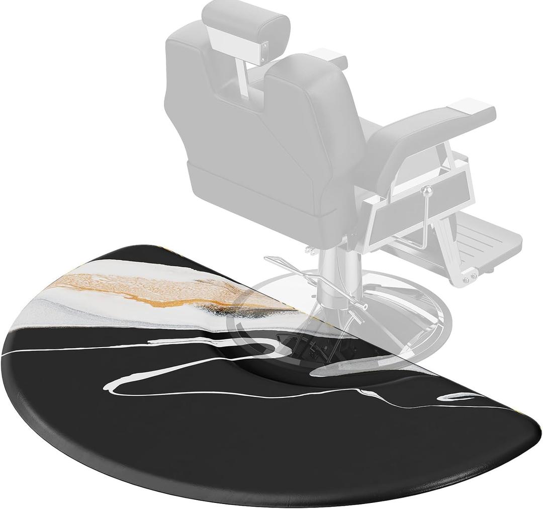 OmySalon 3x 5x5/8'' Thick Salon Mats for Hair Stylist Anti Fatigue, Barber Floor Mat with Round Base, Salon Chair Mat Hairdresser Standing, Anti-Slip Easy Cleaning (Snowy Starlight)