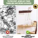 Necklace Holder Organizer Wall Mount,Jewelry Holder Organizer with 30 Hooks,Oak Jewelry Organizer and Storage for Necklaces,Bracelets and Rings (Dark Walnut)