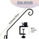 Heavy Duty Deck Hook,Courtyard Decoration,Pole 16.5Long Metal Deck Railing Hooks for Hanging Bird Feeders,Planters,Suet Baskets,Lanterns,Wind Chimes,Clamp Mounted,Under 18 LBS(2 Pack)