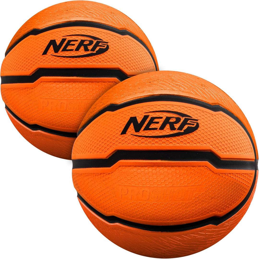 Nerf Mini Foam Basketballs - Indoor + Outdoor Foam Balls - 5" Inch Basketballs for Mini + Over The Door Hoops - 2 Balls Included - Orange