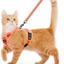 Cat Harness and Leash for Walking Escape Proof Soft Adjustable Cat Leash Breathable Comfortable Vest Easy to Wear Kitten Harness for Outdoor Travel (Orange, M (13-18lb))