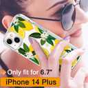 GiiKa for iPhone 14 Plus Case with Screen Protector, 6.7" Clear Full Body Shockproof Protective Floral Girls Women Hard Case with TPU Bumper Cover Phone Case for iPhone 14 Plus, Yellow Lemons