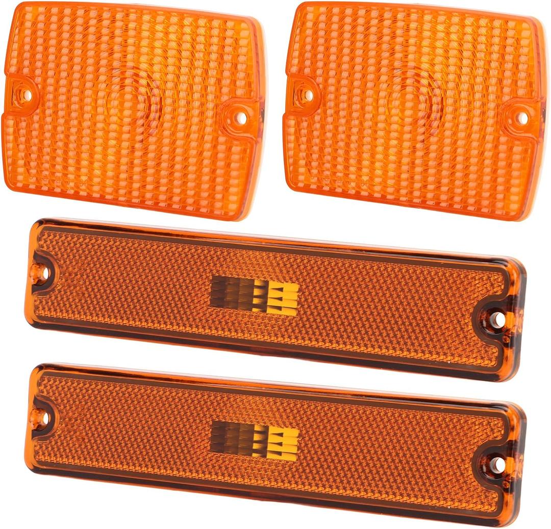 4PC Side Marker Light and Turn Light Housings 56001378 Turn Sidemarker Lamps Replacement for YJ (Yellow)