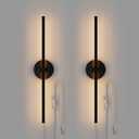 ZAGO Plug in or Hardwired Linear Wall Sconce: 24 Inch LED Indoor Modern Linear Wall Lights Set of Two with On/Off Switch, 5CCT Switchable, Matte Black, Dimmable for Living Room, Bedroom, Hallway