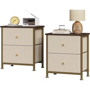 Sweetcrispy Nightstands Set of 2 with 2 Storage Drawer, Small Bedside Table, 11.8"D x 18"W x 20"H , 2 Pack