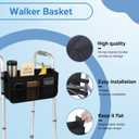 Walker Basket - Foldable Walker Bag with Cup Holder - Fits Folding Walkers - Ideal Walker Accessories for Seniors with Limited Mobility to Carry Water Bottles, Books, Essentials & More