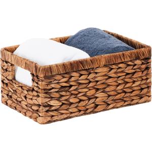 CENBOSS Wicker Baskets (Medium, Brown Wash, 1PC) Rattan Storage Baskets for Shelves, Woven Seagrass Holder