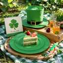 FLOWERCAT 60PCS Green Plates & St. Patrick's Day Plates - Heavy Duty Dark Green plates Disposable for St. Patrick's Party&Easter- Include 30PCS 10.25" Dinner Plates & 30PCS 7.5" Dessert Plates