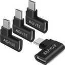 AGVEE 4 Pack Side Angle 90 Degree USB-C Male to USB-C Right Angled Female Adapter (Type-C 3.2 Gen 2) Converter Video Type-C 10G Data Extension Coupler Converter Connector, Black