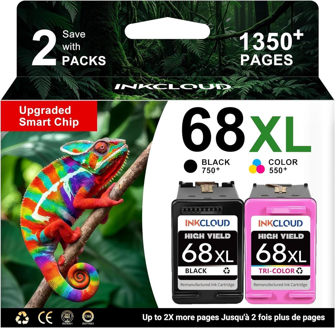 68XL Replacement for HP 68XL 68e 68 Ink Cartridge Black Color Combo Pack Work with HP Envy 6155e 6555e 6152e 6552e 6558e 6100e 6500e Series Printer - High Yield