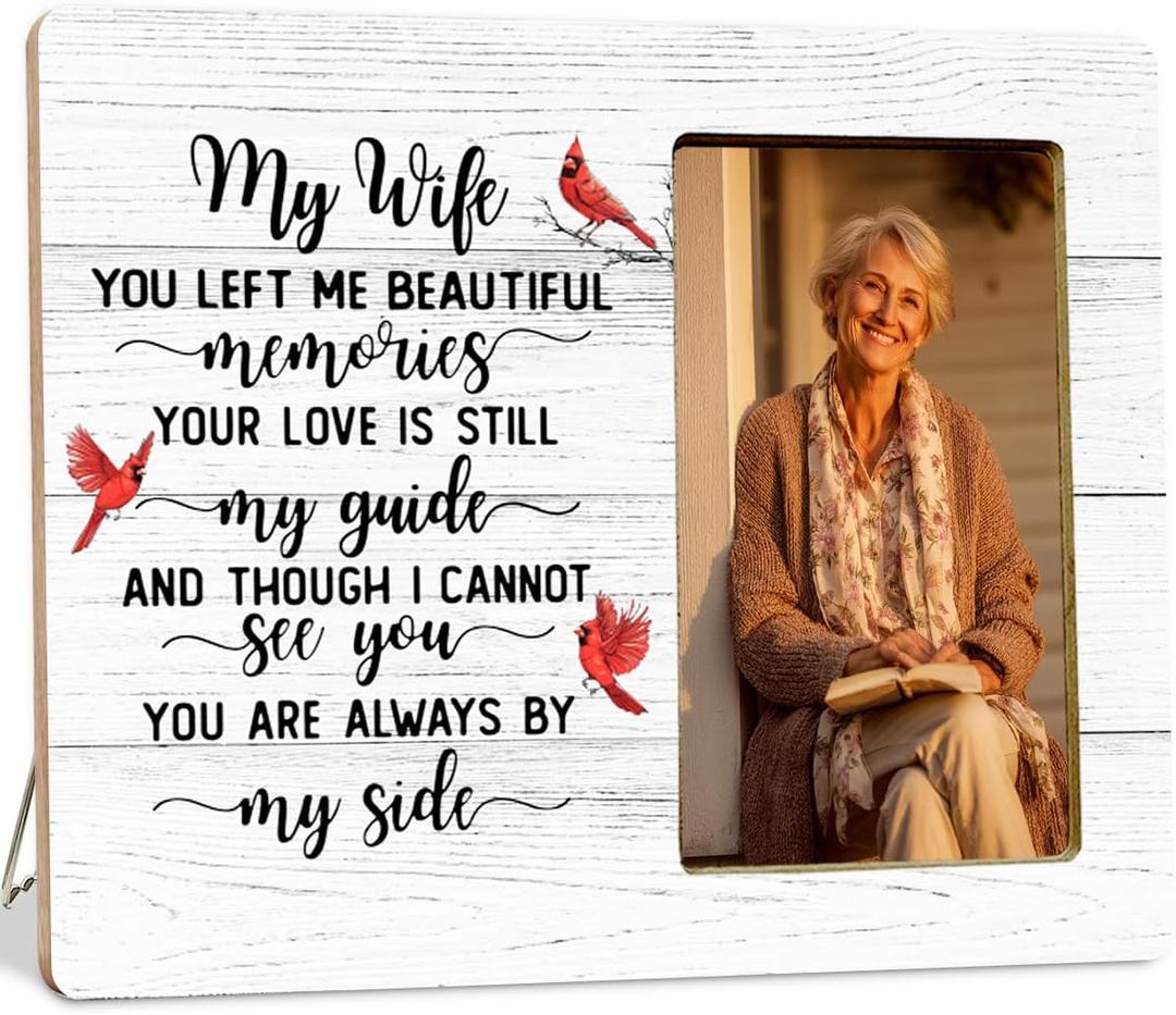 Memorial Cardinal Gifts Picture Frame for Loss of Wife, Sympathy Gifts, In Loving Memory Wooden Picture Frames for Loss of Wife