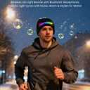 LED Beanie with Light, Unisex Warm Knitted Black Winter Hat, USB Rechargeable Headlamp Cap for Outdoors, Flashlight Beanie Hat for Men Women (Black)
