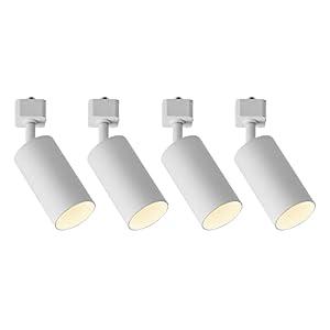 GU10 Track Lighting Heads H Type White LED Track Light Heads Compatible with Halo Style System, MR16 GU10 Base Adapter Ceiling Spot Light Fixture Direction Adjustable, Pack of 4, No Bulbs
