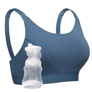 Momcozy Hands Free Pumping Bra, Adjustable Breast-Pumps Holding and Nursing Bra, Suitable for Breastfeeding-Pumps by Lansinoh, Philips Avent, Spectra, Evenflo and More Blue, XL
