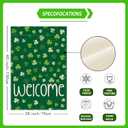 Welcome St. Patrick's Day Green Shamrocks Clovers House Flag Large Burlap 28X40 Inch Vertical Double Sided Outside Yard Holiday Outdoor Farmhouse Decoration