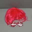 PLULON Hot Pink Bob Wig with Heart Sunglasses and Hair Cap, Colorful Short Bob Wigs Synthetic Party Wigs Funny Cosplay Hairpieces for Women Men Neon Bachelorette Halloween Costume Party Decorations