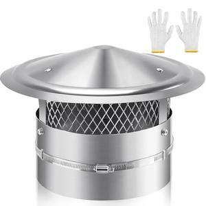 8 Inch Chimney Cap, 8" Stainless Steel Cone Top Chimney Cap with Screen, Adjustable and Reinforced Round Chimney Cap, Chimney Cover for Vents,Rain Cap for All-Round Chimney,8 Inch Round Chimney Cap