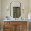 ANDY STAR Gold Scalloped Rectangle Mirror, 24x40 Inch Rectangle Bathroom Mirror, Accent Rectangular Mirror with Scalloped Edge Corner, Brass Bathroom Mirror with Anti-Rust Finish, Horizontal/Vertical