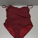 Eomenie Women's Swimsuit Tankini Tummy Control Bathing Suits Two Piece Full Coverage Slim Swim Suits with High Waisted Bottom (Large, Wine Red-ribbed)