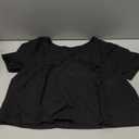 IDEALSANXUN Linen Shirts for Women 2026 Trendy Spring Summer V Neck Cute Crop Beach Short Sleeve Blouses Going Out Tops, Black, S