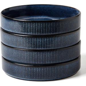 famiware Star 7.5" Pasta Bowls Set, Salad Bowl Set of 4, Double Reactive Glaze, Stackable, Ideal for Your Friend for Housewarming, Festivals, Nebulas Blue