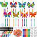 VioraWhite 24 Sets Thanksgiving Harvest Suncatchers Wind Chimes Window Art Kits, DIY Sun Catchers Wind Chimes Bulk Ornaments Painting Craft Kits for Party Activity Project Home Decor (Butterfly Style)