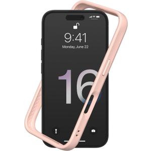 RhinoShield Bumper Case Compatible with [iPhone 16] | CrashGuard - Shock Absorbent Slim Design Protective Cover 3.5M / 11ft Drop Protection - Blush Pink