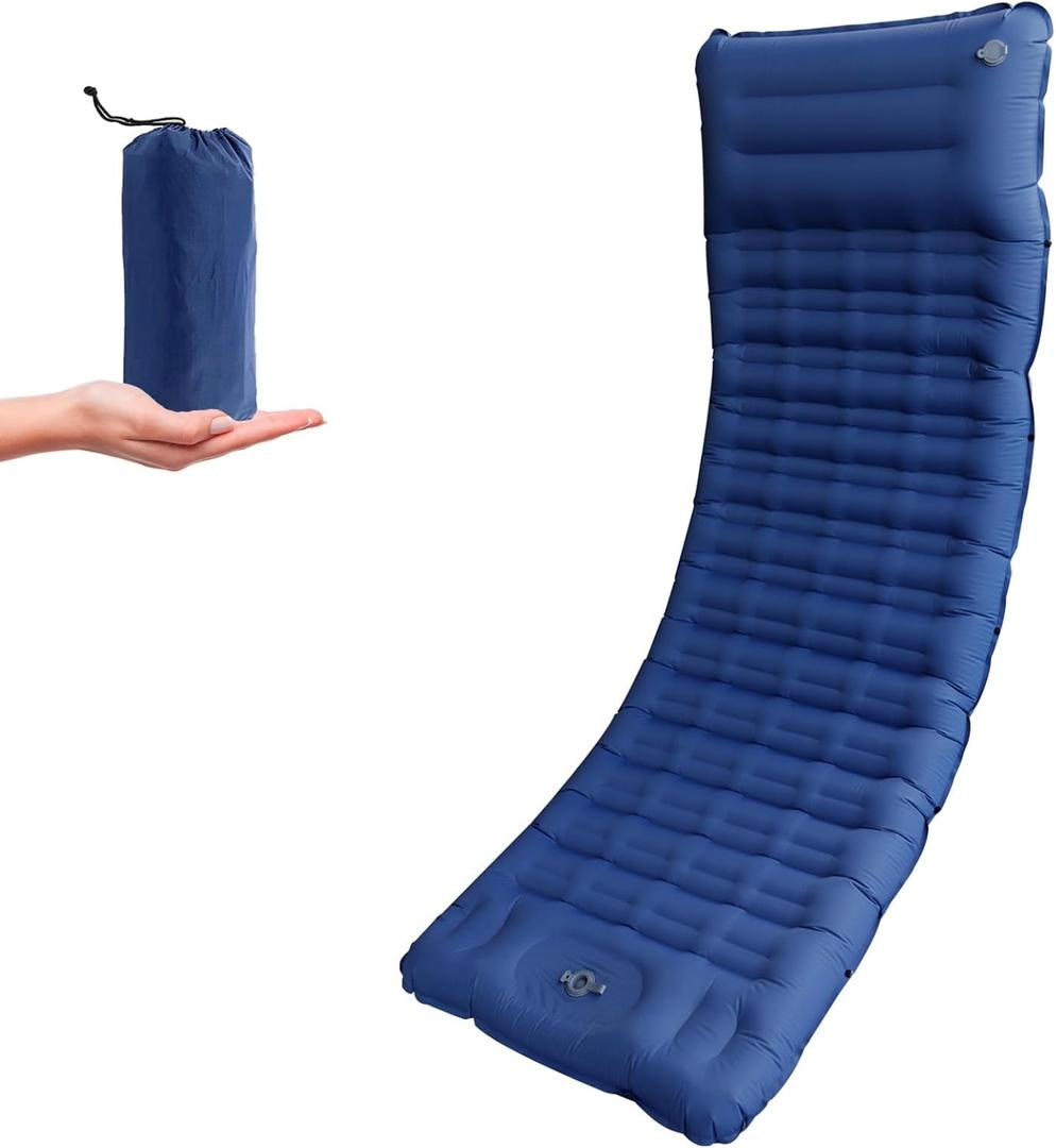 OPL5 Camping Sleeping Pad, Ultralight 4.7" Thick Inflatable Air Mattress Camping Built in Pillows & Foot Pump, Repair Kit, Lightweight Backpacking Sleeping Pad for Hiking, Camping, Traveling