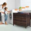 Laundry Hamper with 4 Removable Liner Bags; 176L Handwoven Rattan Laundry Basket with Lid & Heightened Feet; Clothes Hamper with Side Handles, 176L-4 Section, Brown