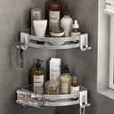 VOLPONE Shower Corner Shelf Caddy 2 Pack shower Organizer No Drill (glue mounting, no suction cup) Shower Storage Rust Proof Bathroom Corner Wall Shelf shampoo holder Silver