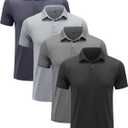 BALENNZ Golf Polos for Men Quick-Dry Athletic Mens Polo Shirts Short Sleeve Summer Casual Moisture Wicking Golf Shirt (X-Large, 4 Pack Black, Dark Grey, Light Grey, Navy)