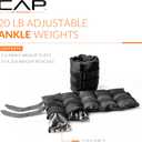 CAP Barbell Adjustable Ankle Weights |20lb Pair | Black, 20-pounds