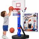 Toddler Basketball Hoop with Ring Toss Game, 2-in-1 Adjustable (2.55.5 Ft) Indoor & Outdoor Kids Basketball Set with Mini Balls, Rings, Pump & Stable Base Sports Toy for Boy & Girl Age 1-5
