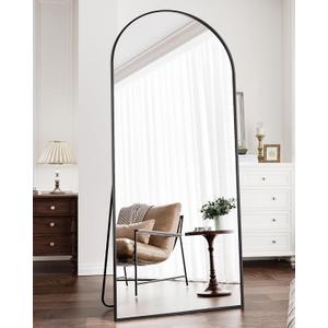 Full Length Mirror, 71"x30" Arched Floor Length Mirror, Oversized Standing Hanging or Leaning Against Wall Mounted Mirrors, Large Full Body Mirror with Aluminum Frame for Bedroom (Black)
