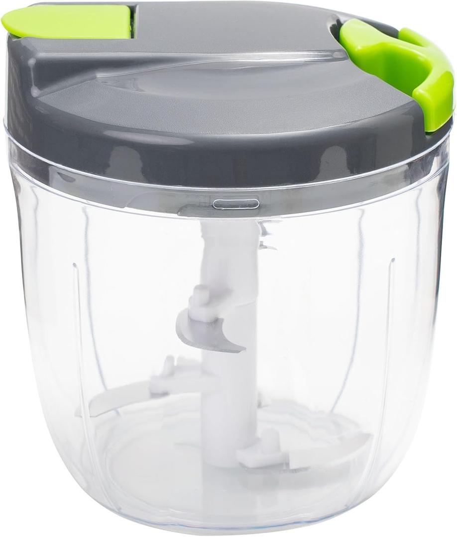 Manual Food Processors & Chopper with Cover and Handle, Manual Onion Chopper Slicer Cutter, Vegetable Chopper, Suitable for Garlic Carrots Onions Peppers Fruits Mincing.900ML (Green)