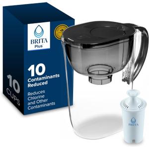 Brita Large 10 Cup Water Filter Pitcher, 1 BritaPlus Filter, Everyday, Black