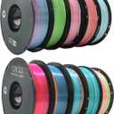 10 Pack Silk Rainbow PLA 3D Printer Filament Bundle, Dimensional Accuracy +/- 0.02 mm, 1kg (2.2lbs), 1.75 mm, Rainbow Candy,Blue Green,Red White,Blue White,Green, 10 Mix Rainbow Colors