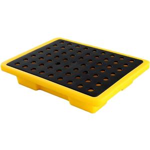 2.6 Gallons Oil Drum Spill Containment Tray, Modular Storage Polyethylen Palette with Drain 19.3"X14"X3.7", Detachable Leakproof Platform for Fill Station Garage