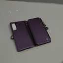 Defencase Compatible with Samsung Galaxy S21 5G Case Wallet with RFID Blocking Card Holder for Women Men, PU Leather Magnetic Snap Flip Zipper Strap Wallet Phone Case Fit for Galaxy S21 6.2", Purple