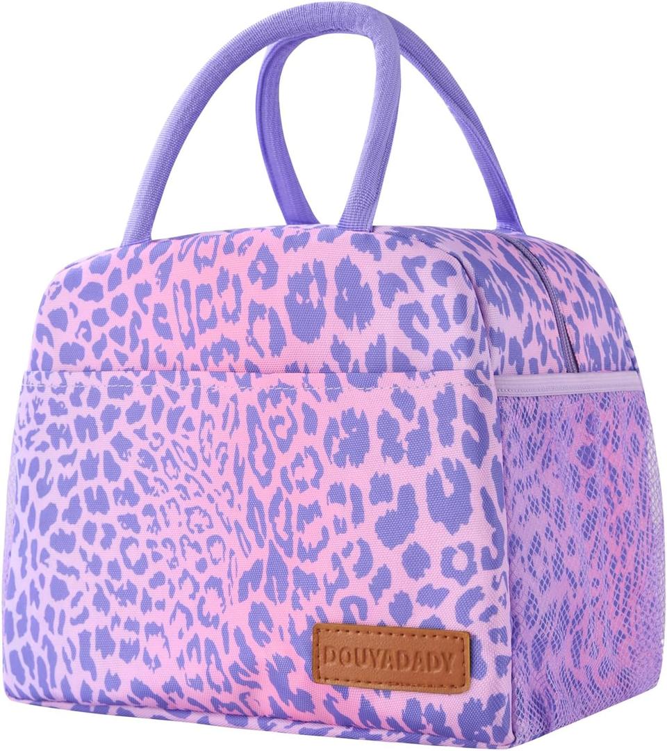 douyadady Lunch Bag Women/Men Lunch Box Women/Men (Purple Leopard)