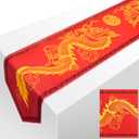 Chinese Dragon Printed Table Runner 11 Inch x 5.9 ft Asian Table Runner Chinese Party Decorations for Spring Festival Party Supplies Kitchen Dining Decoration(4 Pcs)