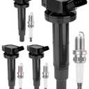 4PCS UF333 Ignition Coils & Iridium Spark Plug Compatible with Toyota Camry RAV4 Highlander Corolla, Lexus HS250h 2001-2012 L4 2.0L 2.4L# UF-333 90919-02244