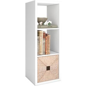 CTESNE【2026 Wooden Thick Frame 3 Cube Storage Organizer Shelf with Anti-Tipping Kits + Reversible Open Back Bookcase, Horizontal and Vertical Dual-use（White,11inch）