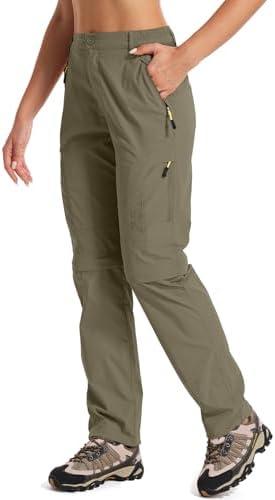 Women's Hiking Pants Convertible Quick Dry Stretch Lightweight Zip-Off Outdoor Fishing Travel Safari Pants, Size 8