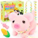 Tagitary Plush Toys Pig for Kids with Sounds,Interactive Electronic Pig Toys That Can Walk,Twitch Nose,Wag Tail,Stuffed Toys for Kid with Leash,Easter Christmas Birthday Gift for Toddlers Kids