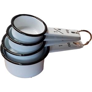 Vintage White Enamel Measuring Cup Set